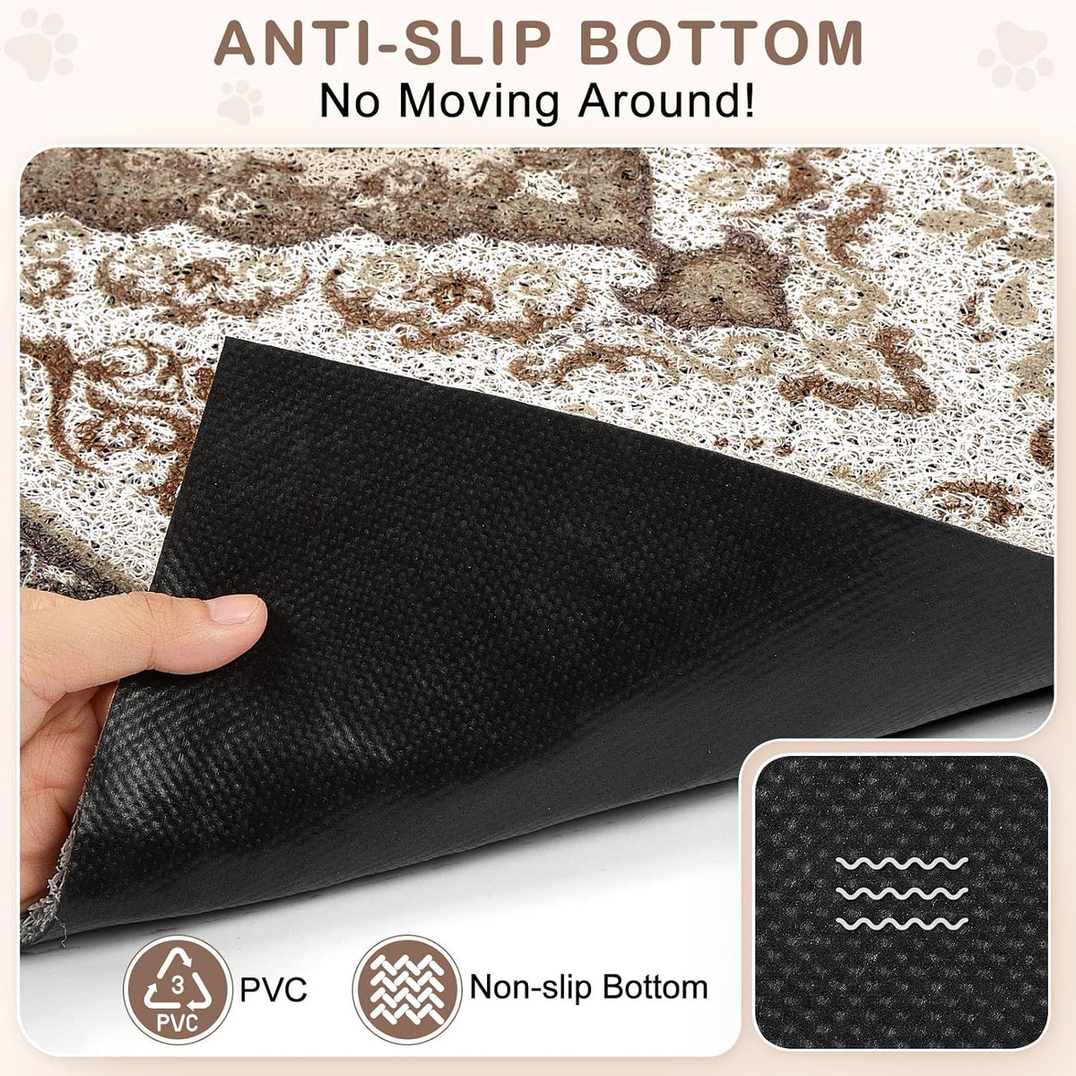 Unicorn Catcher 33"x22" Cat Litter Mat Non-Slip Washable Litter Box Mat | High-Density PVC Litter Catcher Mat Efficiently Traps Scattered Litter From Paws To Keep Floors Clean
