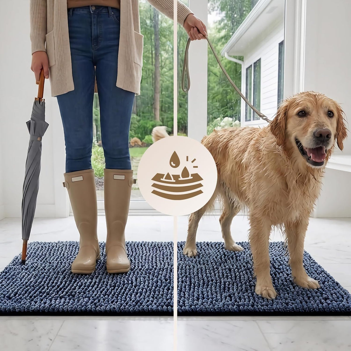 EHEYCIGA 48x30 Super Absorbent Dog Door Mat for Muddy Paws Entryway Rug
