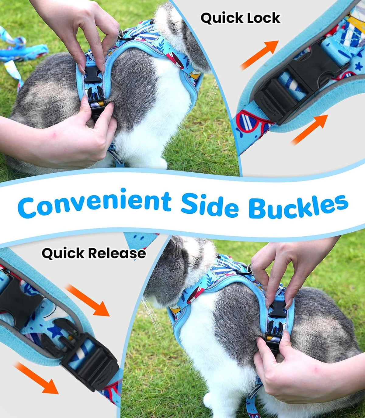 Halypet Cat Harness and Leash Set, Escape Proof Adjustable Harness