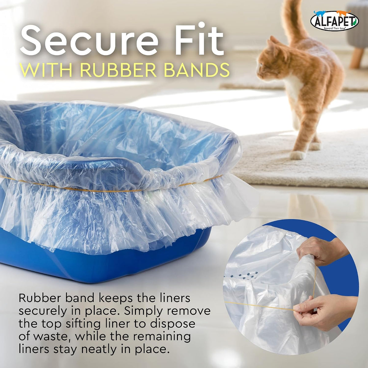 Alfapet Original Sifting Cat Litter Box Liners - Extra Giant 20 Count - Tear-Resistant Cat Litter Bags - Waterproof Kitty Litter Liners - Fits Almost All Litterbox Pan Sizes, 40" x 38", 30 lb Capacity