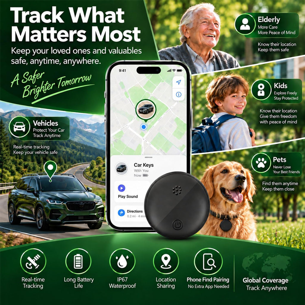 GPS Tracker for Vehicles, Magnetic Car GPS Tracking Device, Wide-Area Location Tracker for Cars, Kids, Dogs, No Subscription, No Monthly Fee, No SIM Card Required