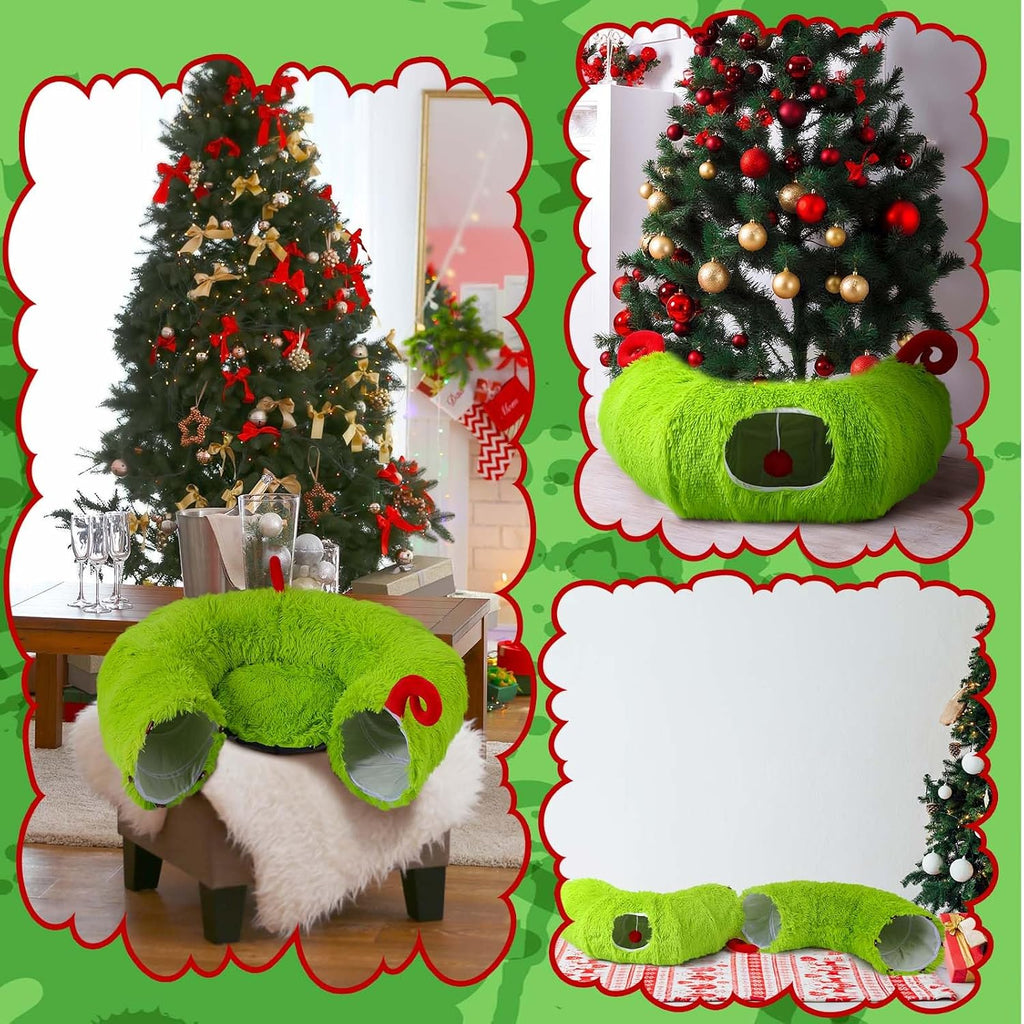 Frienda Christmas Cat Tunnel Bed Under Christmas Tree 3ft x 3ft x 9.4in