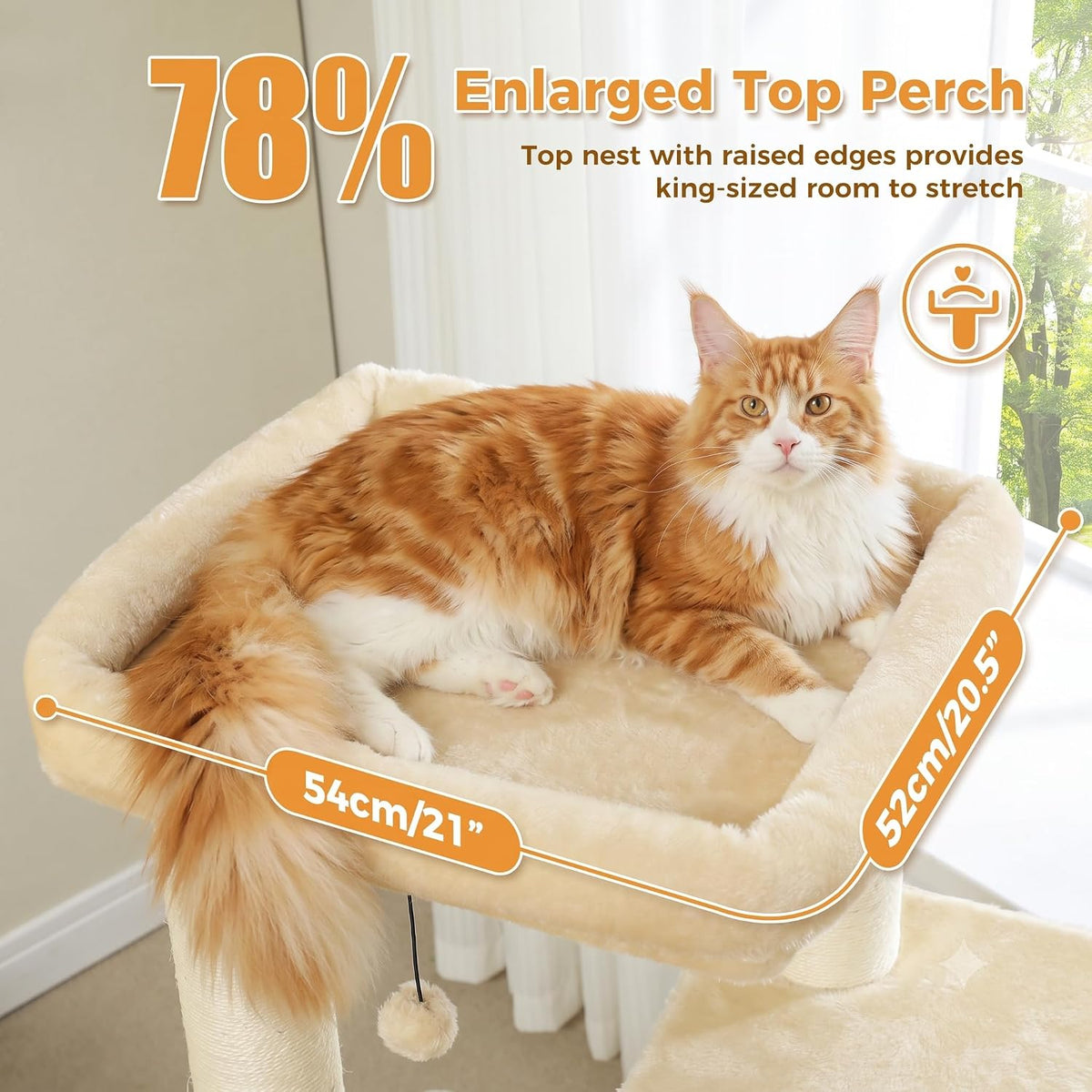 PAWZ Road Large Cat Tree, 45" Heavy Duty Cat Tower with Dual Condos, Beige