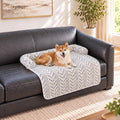 Calming Dog Couch Bed Mats with Neck and Head Support, Light Grey, L