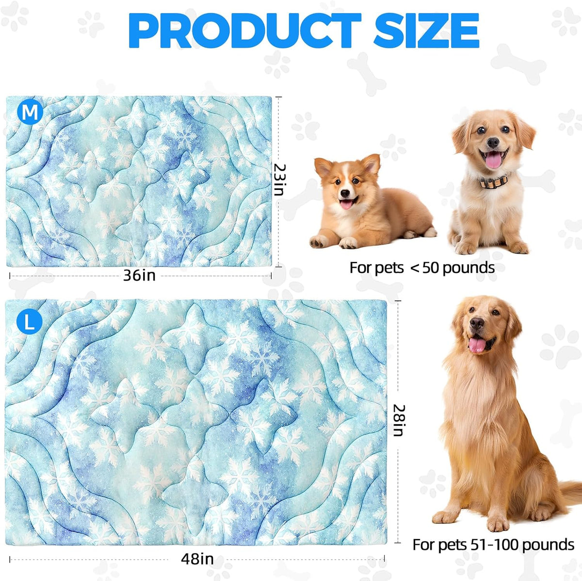 PAWCHIE Reversible Dog Bed Mat Dog Crate Pad,Washable Dog Sleeping Pad Mattress for Small to Large Dogs,Washable Pet Cooling&Warming Pad Blanket for Indoor Outdoor Floor,Car Seats,Sky Blue 36" x 23"