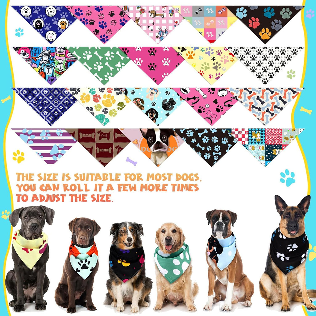 Huhumy 100 Pcs Paw Dog Bandanas Bulk XL Paw Grooming Bandanas for Dogs