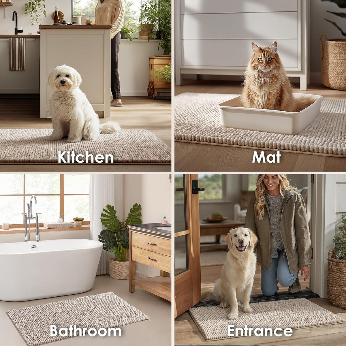 EHEYCIGA Super Absorbent Dog Door Mat for Muddy Paws 24x16 in. Entryway Rug