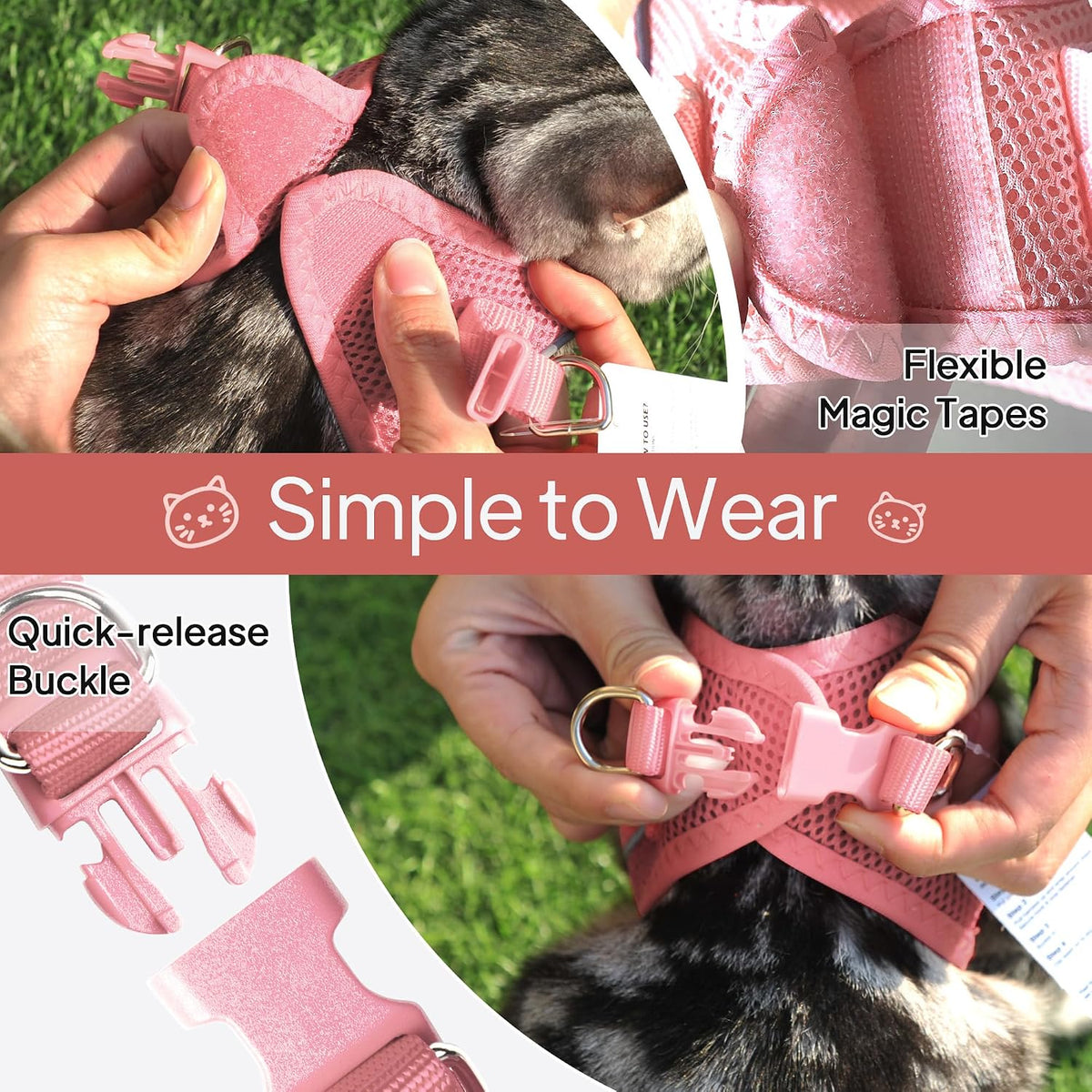 Twoear Cat Harness and Leash Set, Escape Proof Kitten Harness for Walking