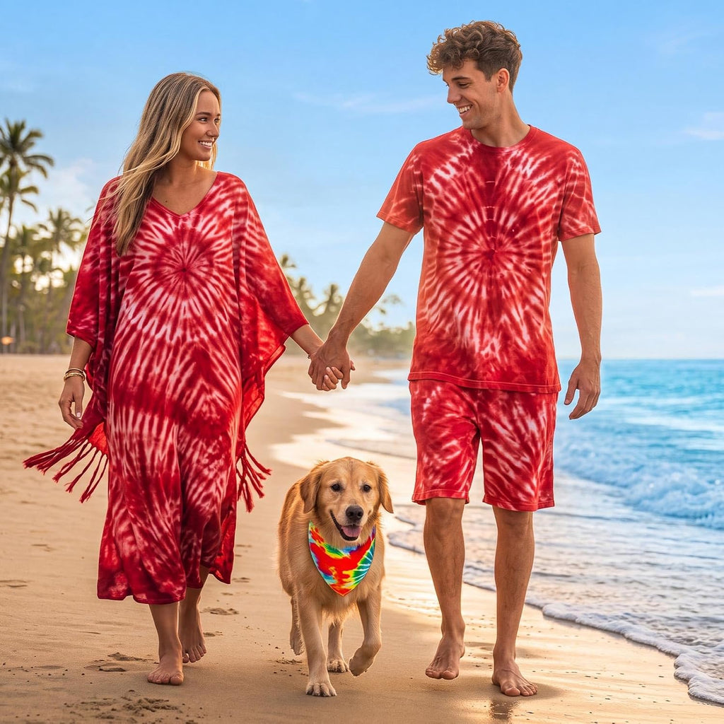 Huhumy 50 Pcs Tie Dye Dog Bandanas Bulk XL Tie Dye Bandanas for Dogs