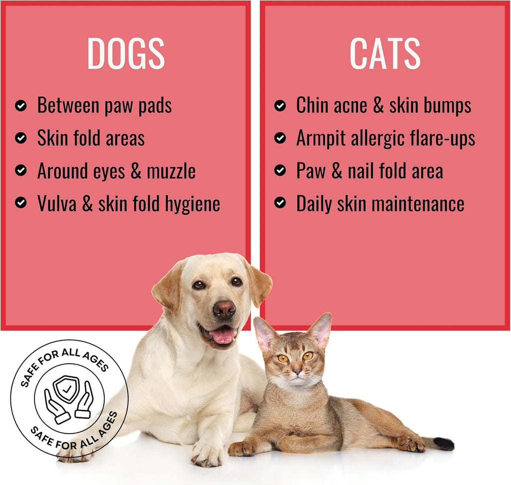 NOVEHA Pet Wipes - Formulated Pet Wipes - for Facial and Finger Folds, Underarms - 3" x 2" Size (150 Counts)