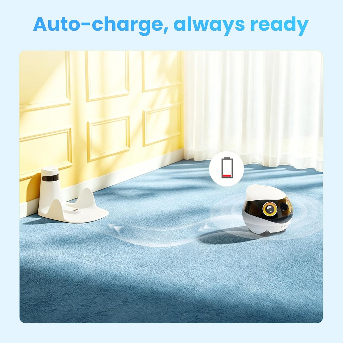 Enabot EBO SE 2 Mobile Pet Camera: 2K Home Robot Companion (Yellow Eyes)