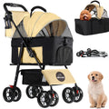 3 in 1 Cat Dog Stroller for Medium Dogs 20 lbs,Pet Stroller for Cats(Brown)