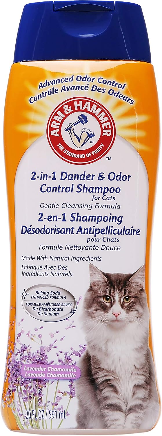 Arm & Hammer 2-in-1 Deodorizing Cat Shampoo, Lavender, 20 Fl Oz, 6-Pack