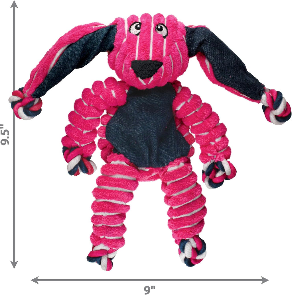 KONG Floppy Knots - Durable No‑Stuffing Squeaky Rope & Plush Dog Toy - for Teething, Playing (Bunny, Small/Medium)
