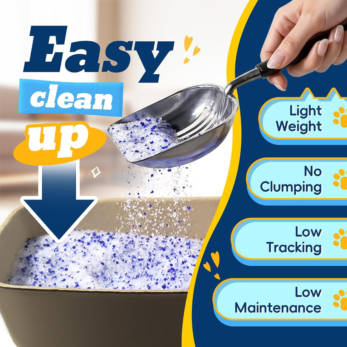 LMJP Crystal Cat Litter for Long-Lasting Odor Control, Non-Clumping, 17.2lb