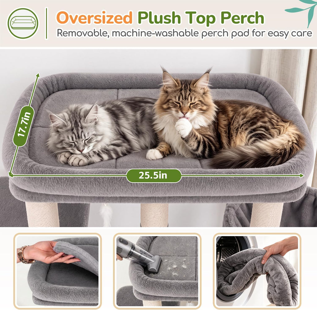 Globlazer Heavy Duty Cat Tree for Large Cats, 25.5in Wide Top Perch, S52F