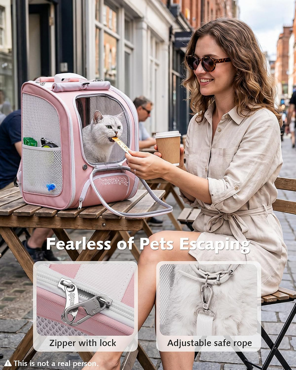 Pecute Cat Backpack Carrier,Cat Bubble,12.6" L x 10.2" W x 16.5" H,Pink