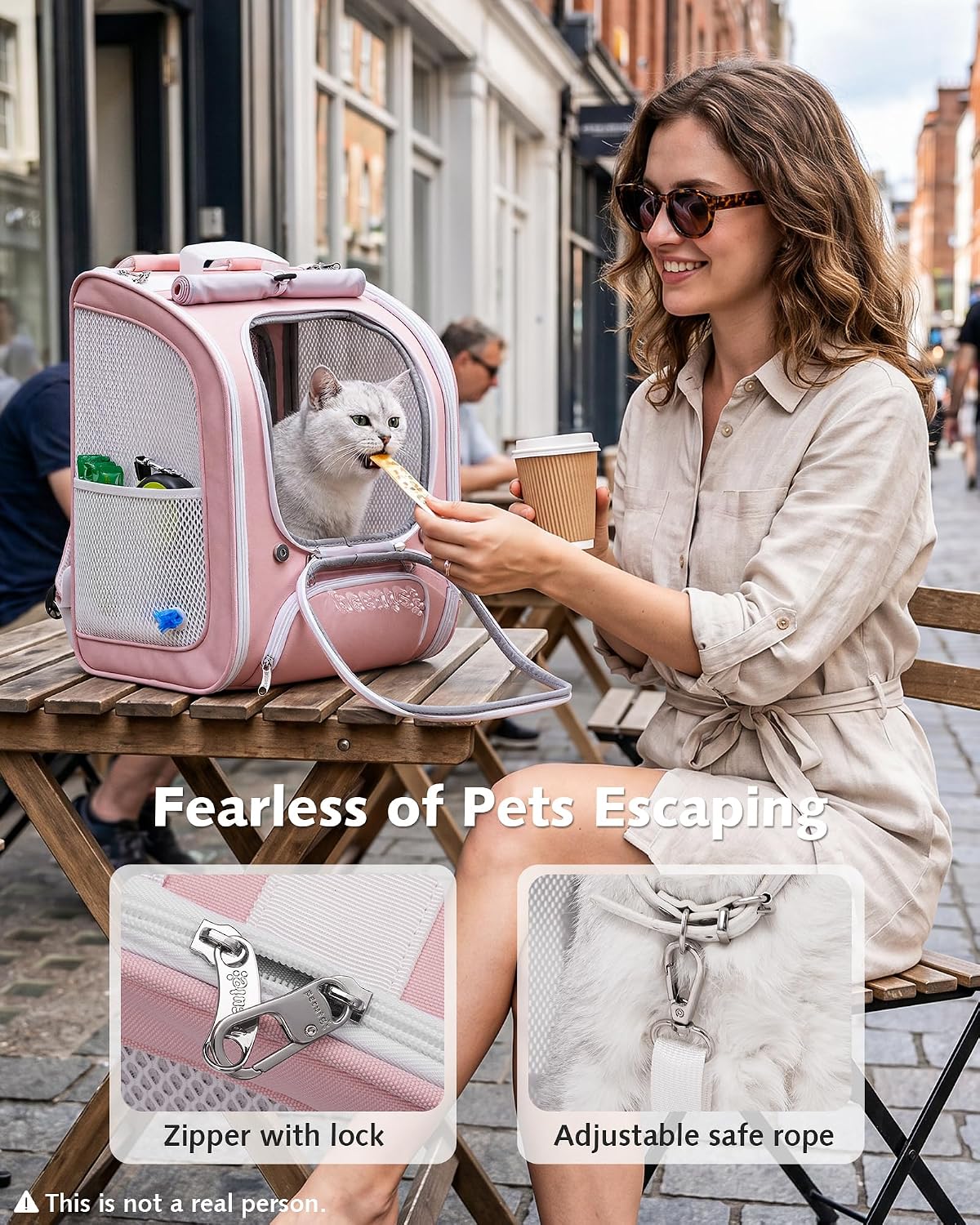 Pecute Cat Backpack Carrier,Cat Bubble,12.6" L x 10.2" W x 16.5" H,Pink