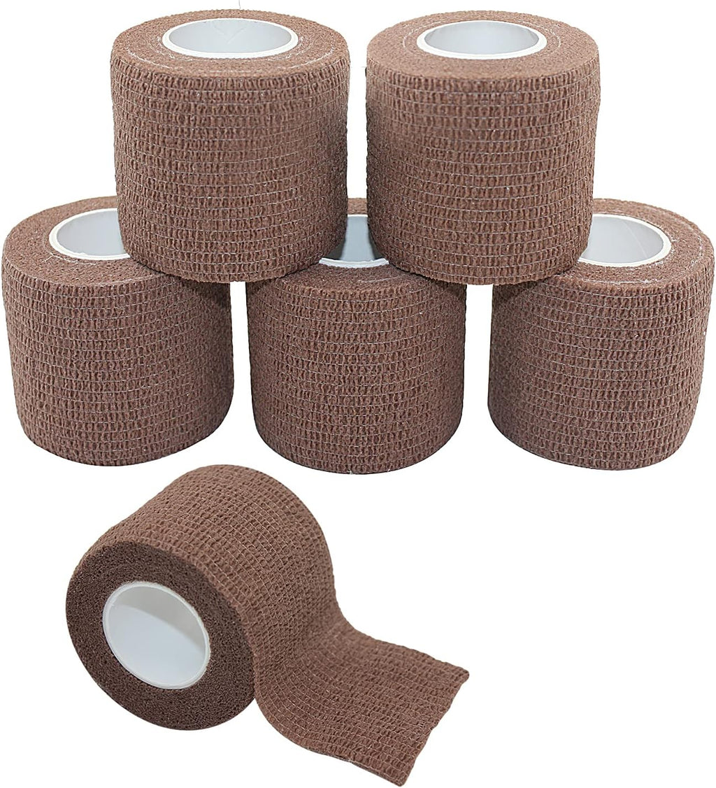[6 Pack-2" x5Yards] MINGYUE Self Adhesive Bandage Wrap,Athletic Tape,Sports Tape,Wrist and Ankle Wrap Tape,Cohesive Bandage for Vet Tape(Brown)