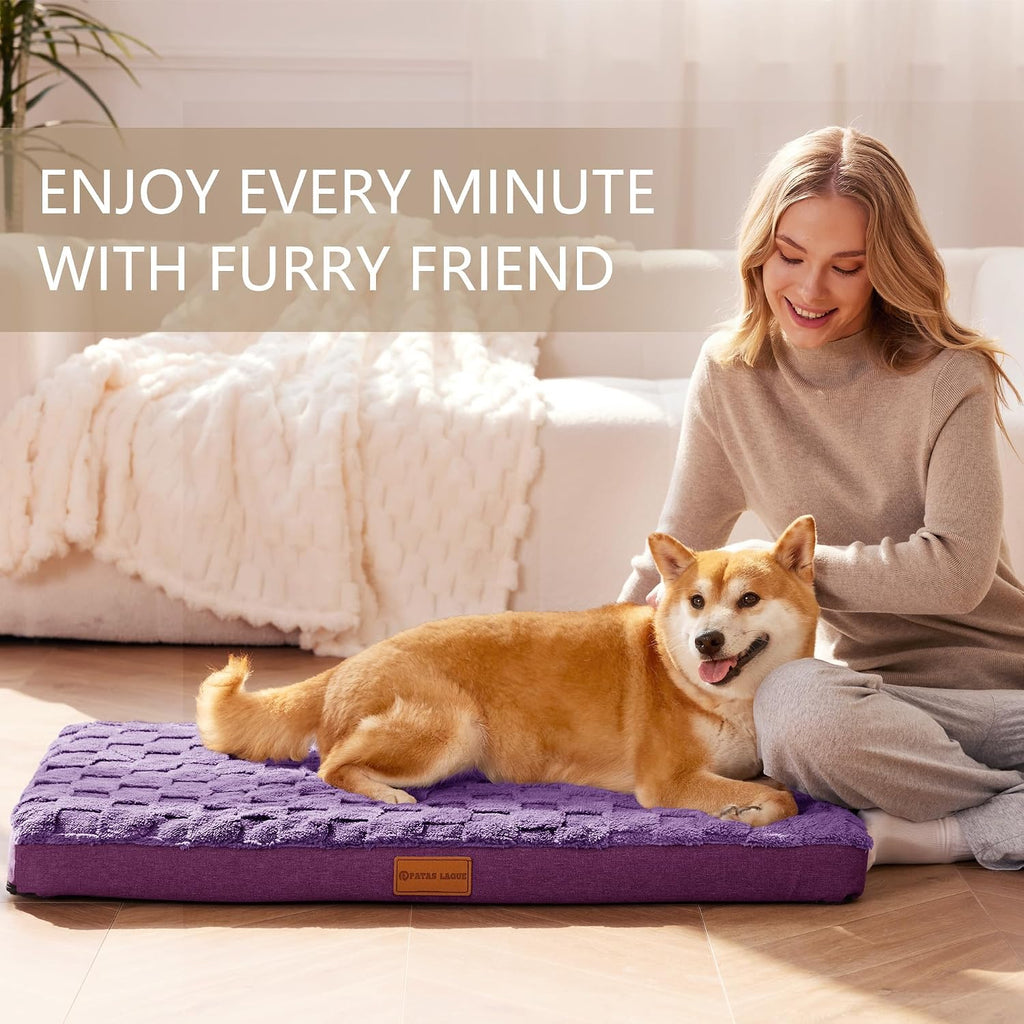 Patas Lague Orthopedic Large Dog Bed Pet Crate Mat 42''X28'' Purple