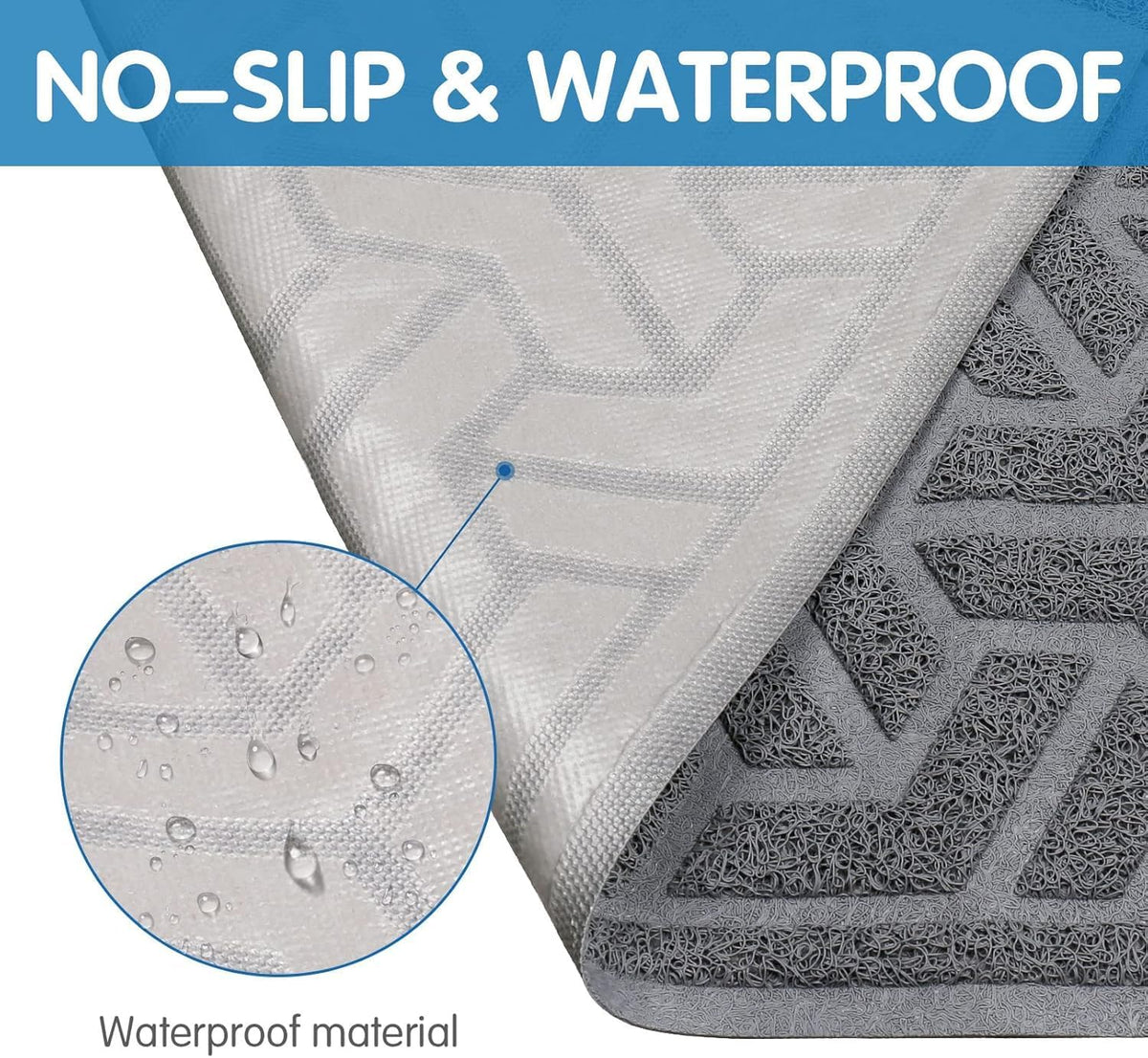 UPSKY Waterproof Cat Litter Mat Large 35" x 24" Soft on Kitty Paws, Gray | Litter Box Mat, Cat Litter Mat Litter Trapping Mat, Waterproof Scatter Control, For Indoor Cats, Easy to Clean