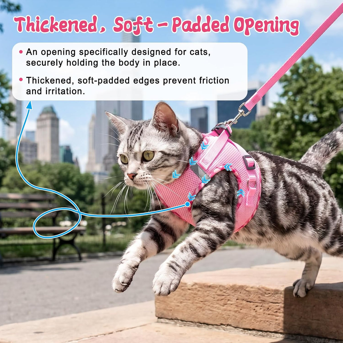 Tensho Cat Harness and Leash Set Escape Proof Vest, Pink S