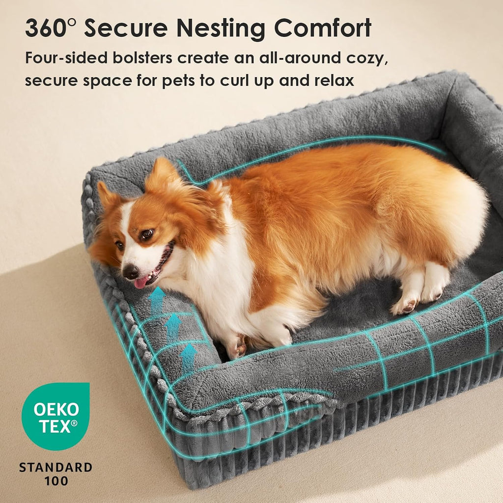 EHEYCIGA Extra Large Orthopedic Dog Bed 41x27 Inch, Grey