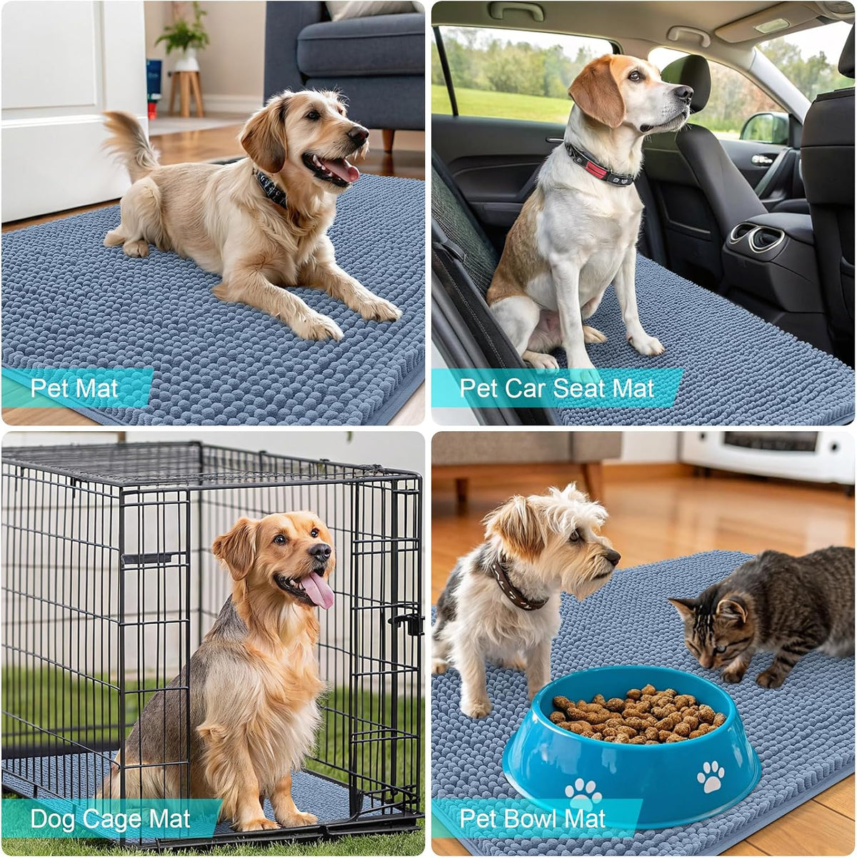 OLANLY Dog Door Mat for Muddy Paws 35x24, Super Absorbent Chenille Mud Mat