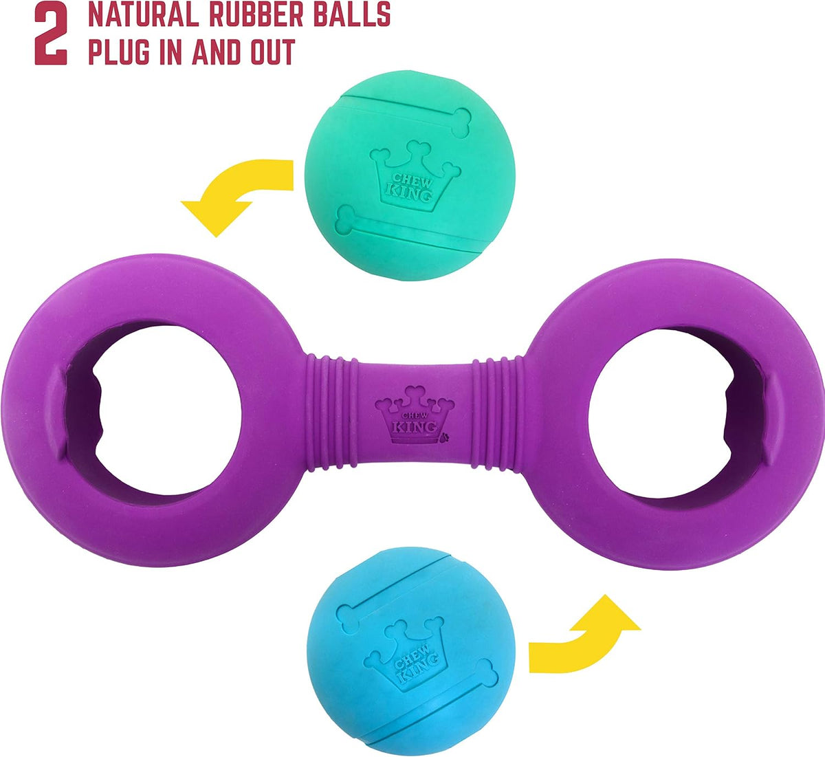 Chew King Premium Throw Stick Dog Toy - Durable Natural Rubber Collection, Fetch and Tug Dog Toy, Pet Treat Toys for Boredom
