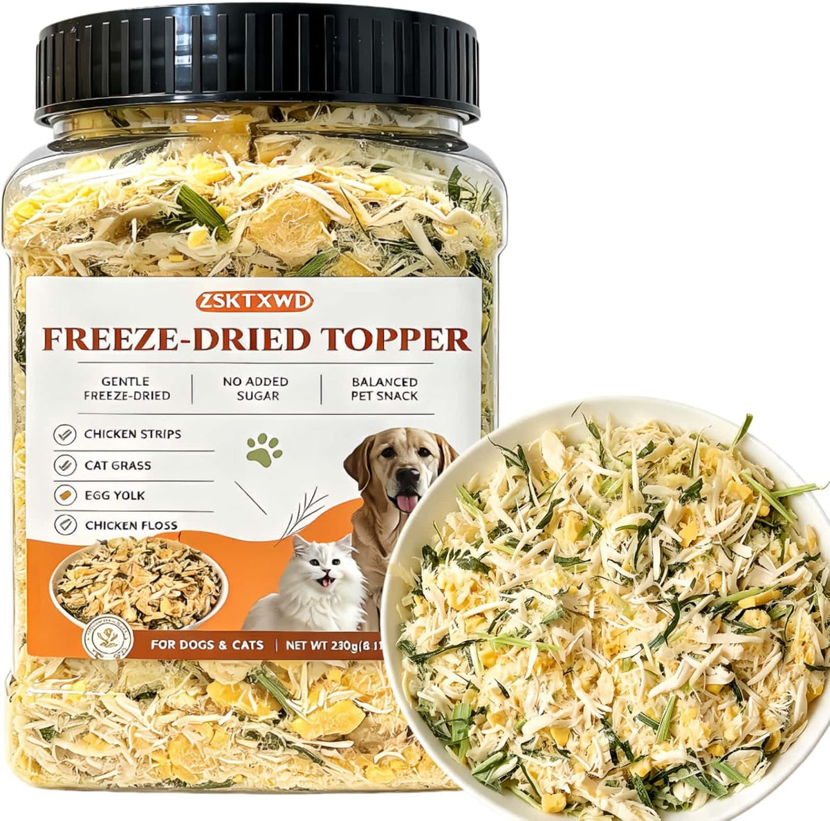 8.11 oz Dog & Cat Food Topper - Freeze-Dried Chicken Flavor Cat Grass Bites