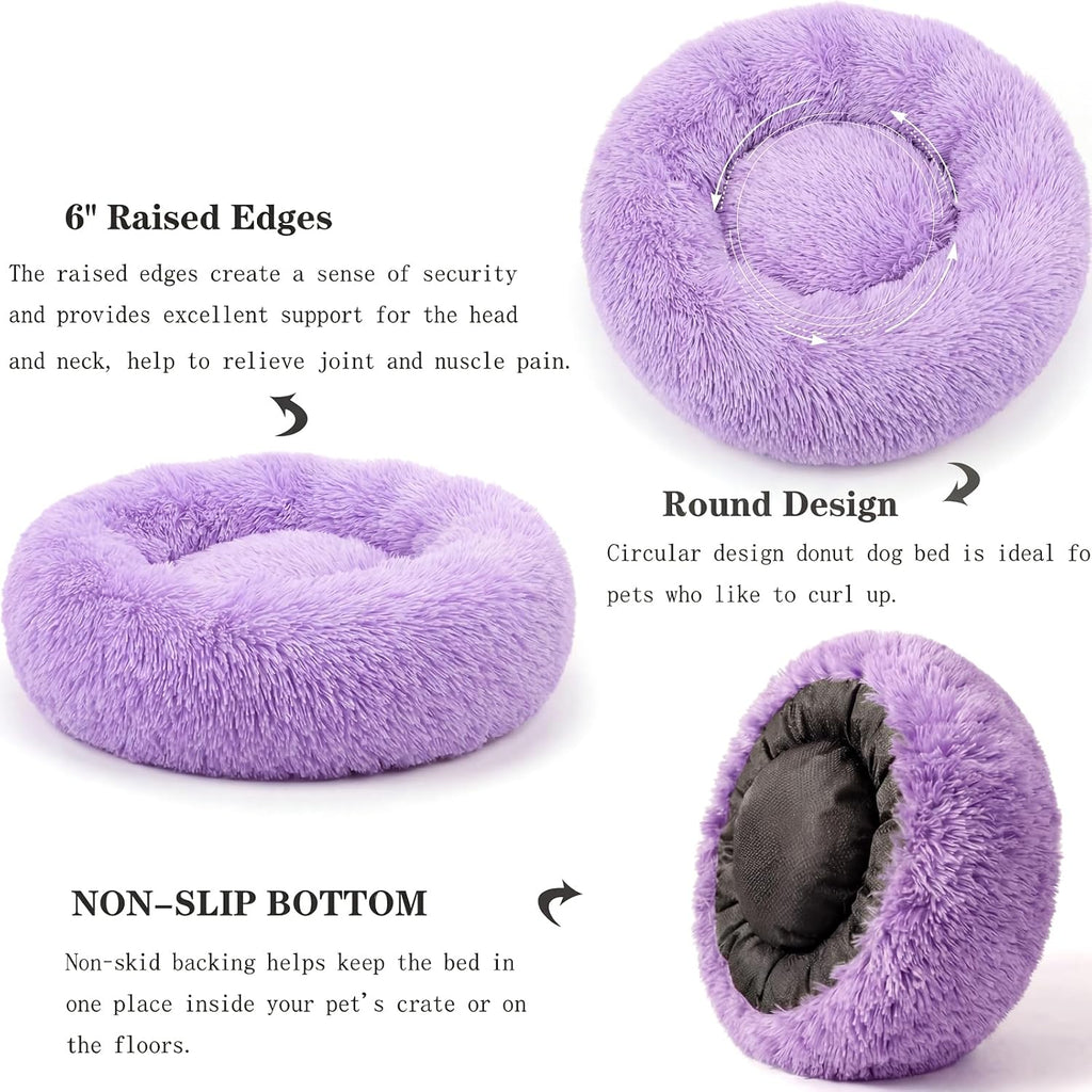nononfish Soft Donut Dog Bed,Cozy Calming Bed for Puppies