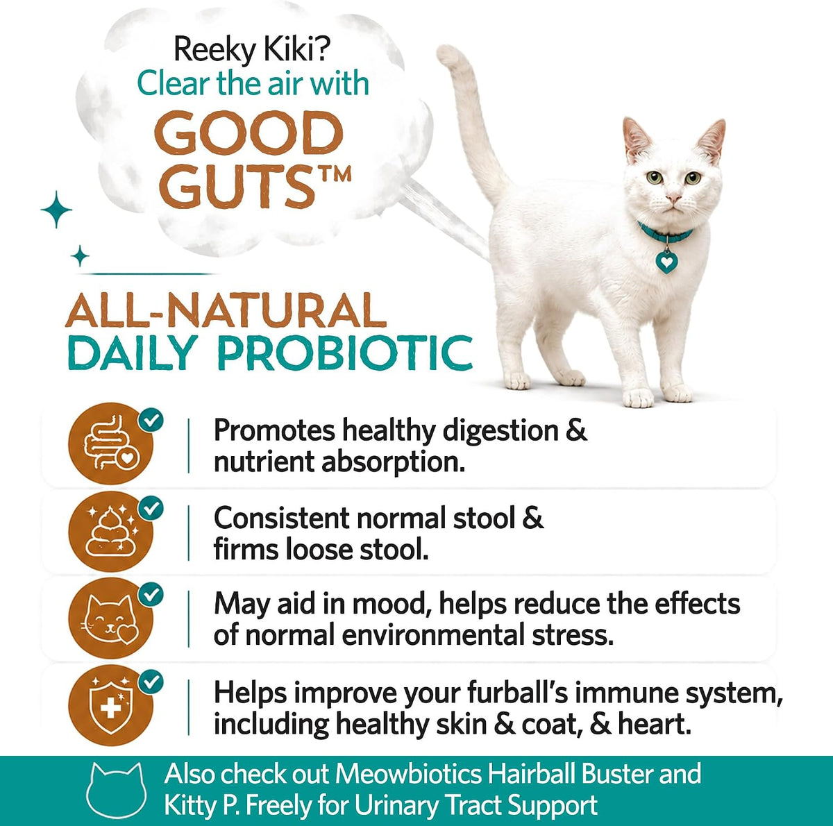 Meowbiotics Good Guts Probiotic Powder for Cats, Tuna Flavor, 30 Days