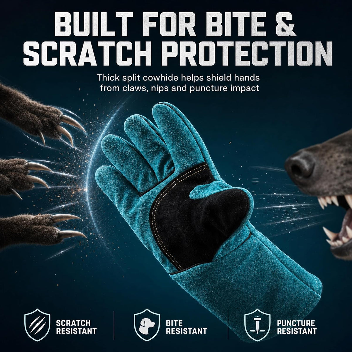 14in Animal Handling Glove, Anti Scratch Protective Gloves