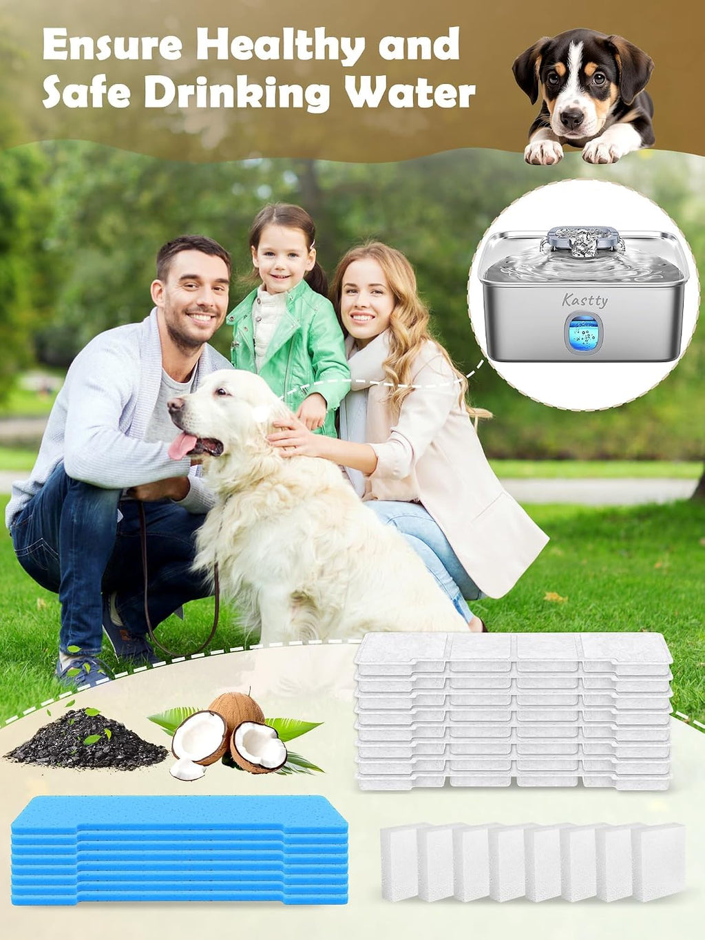 Kastty 15L Dog Water Fountain Filter Replacement for FS76 FS78 FS79