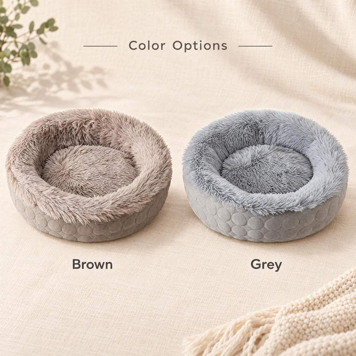 Reversible Donut Cat Bed, Grey Medium 19.7in Cat & Small Dog Nest