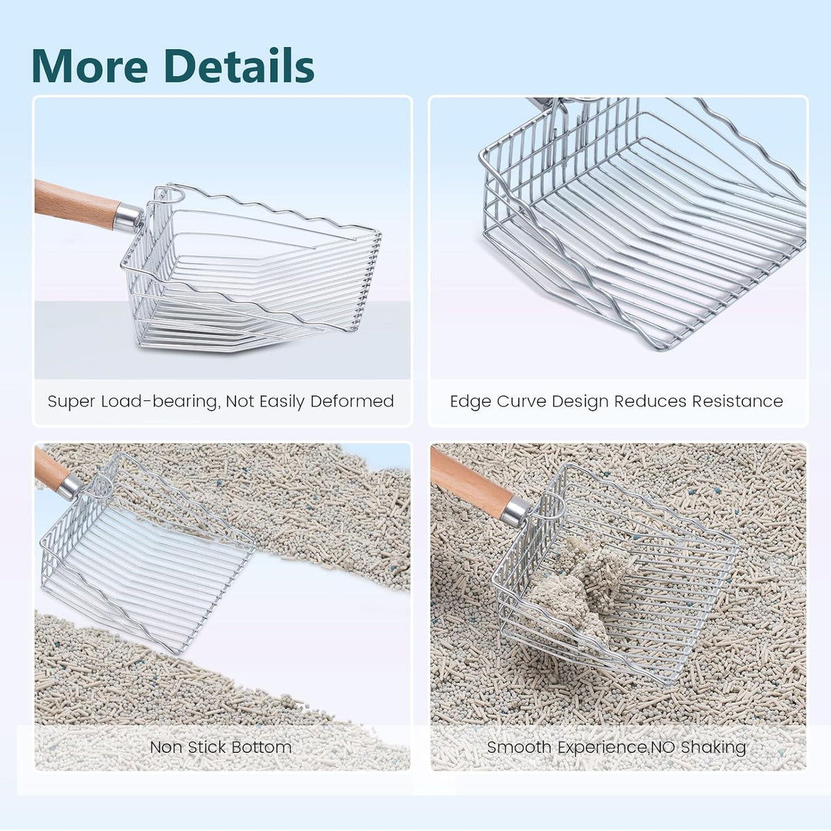 Cat Litter Scoop, Metal Scooper for Litter Box, 9.8" Long Handle