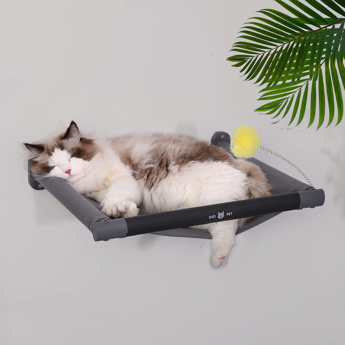 SVD.PET Cat Hammock Wall Mounted with Toy, Soft Padded & Comfortable Cover Premium Wall Furniture. Modern Design Cat Shelf. Supports up to 40 lbs (Comfy Plus, Dark Grey)