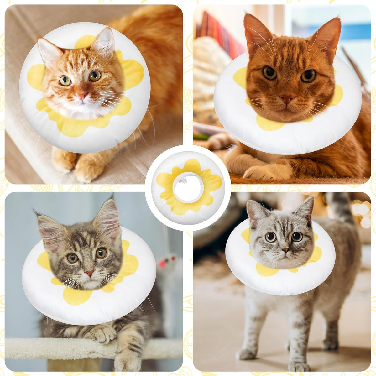 Cat Cone Collar Soft, Adjustable Cat Recovery Cone (Egg, L)