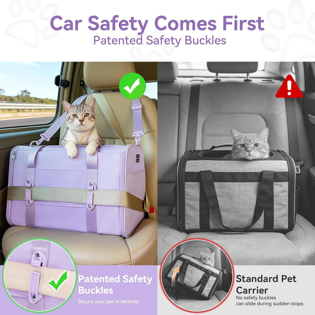 PETSFIT Large Cat Carrier with Patented Safety Buckles,Big Cats Up to 20 lb