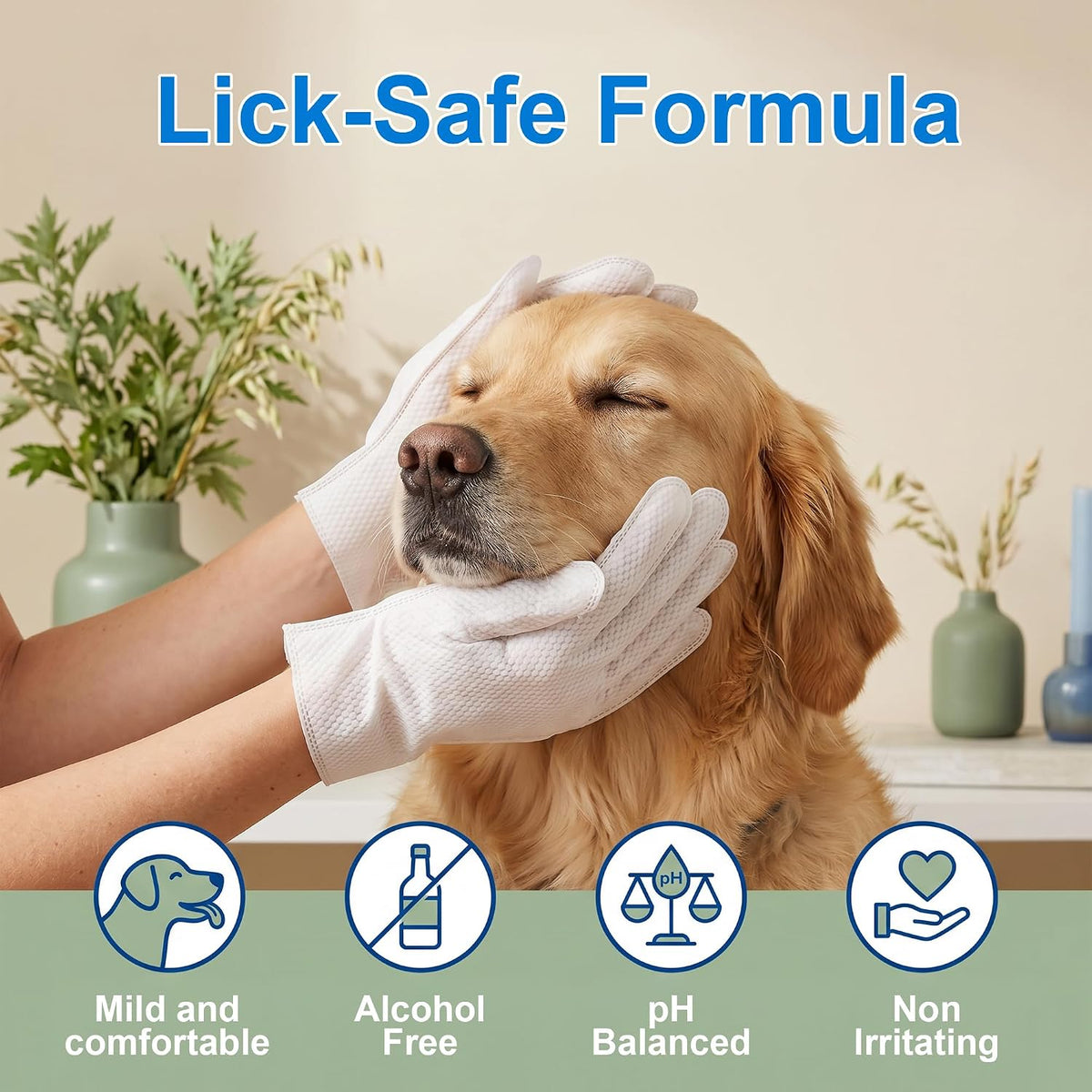 Dog & Cat Pet Cleaning Gloves – No-Rinse Disposable Wipes, Hypoallergenic
