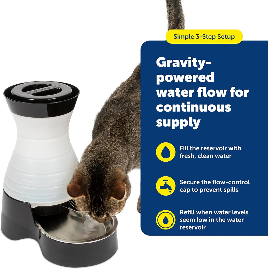 PetSafe Healthy Pet Water Station, 128 oz, Stainless Steel Bowl, Medium