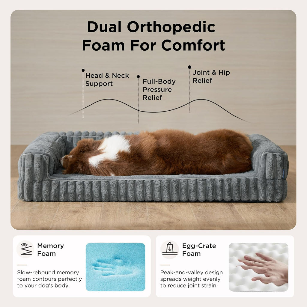Bedsure ComfyFleece® Memory Foam Orthopedic Dog Bed Medium Size Dog 30"
