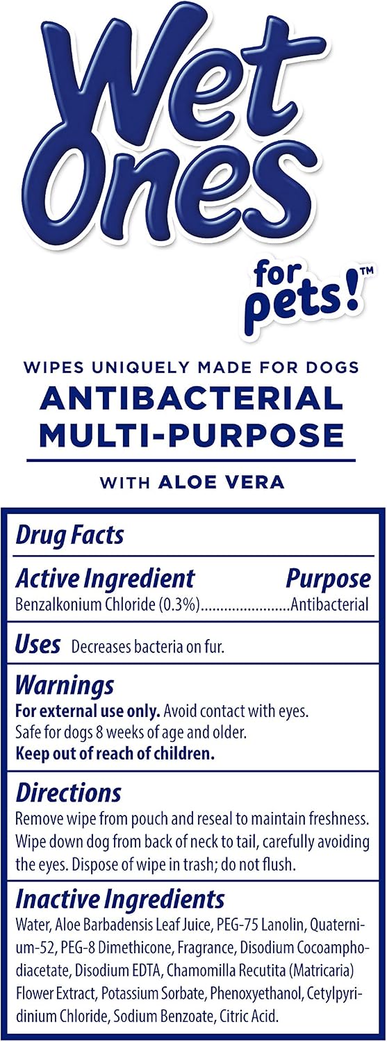 Wet Ones for Pets Antibacterial Dog Wipes, Tropical Splash, 50 Count, 12-Pk