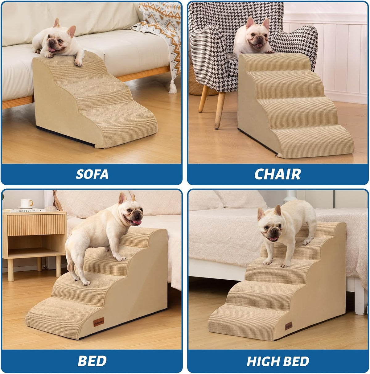 Aodisman Dog Stairs for Small Dogs and Cats,3-Step Pet Ramp for Couch,Chair