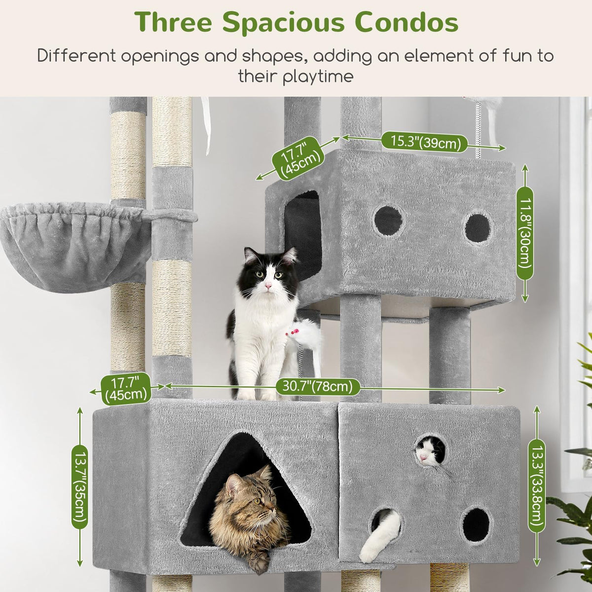 Globlazer Extra Large Cat Tower for Big Cats 20 lbs, 81in, F81, Light Grey