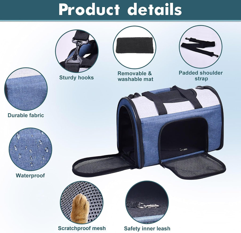 Jespet Airline Approved Soft-Sided Kennel Pet Carrier for Small Dogs Cats