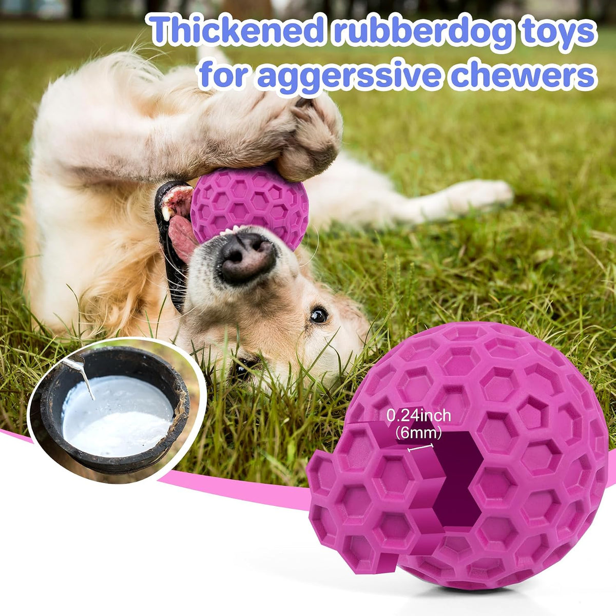 DISSKNIC Tough Squeaky Dog Balls Puppy Toys, Interactive Dog Toys for Small Dogs, Puppy Chew Toys for Teething and Relax, Dogs Chew Toy Small Balls Dog Toys for Small Breed, Outdoor Dog Toy for Dogs