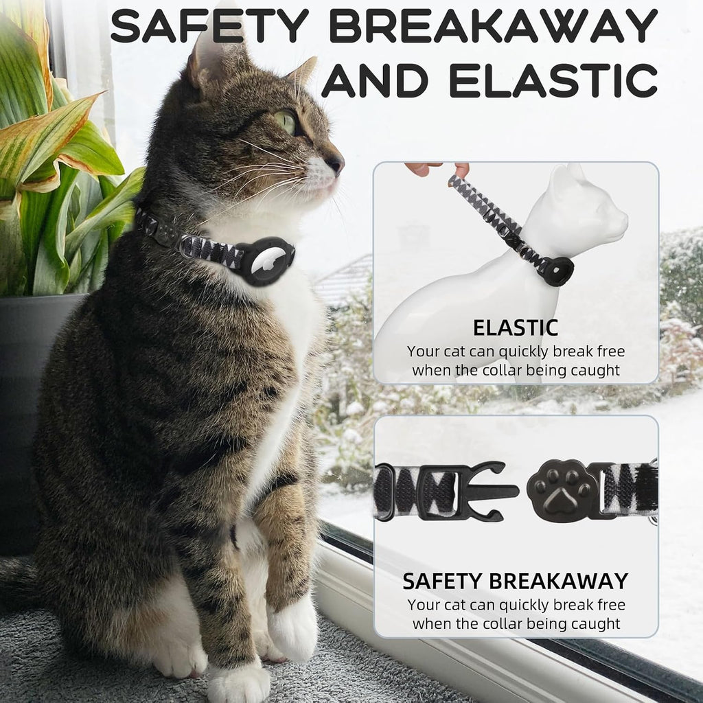 AirTag Cat Collars, Stretchy Collar with AirTag Holder and Bell