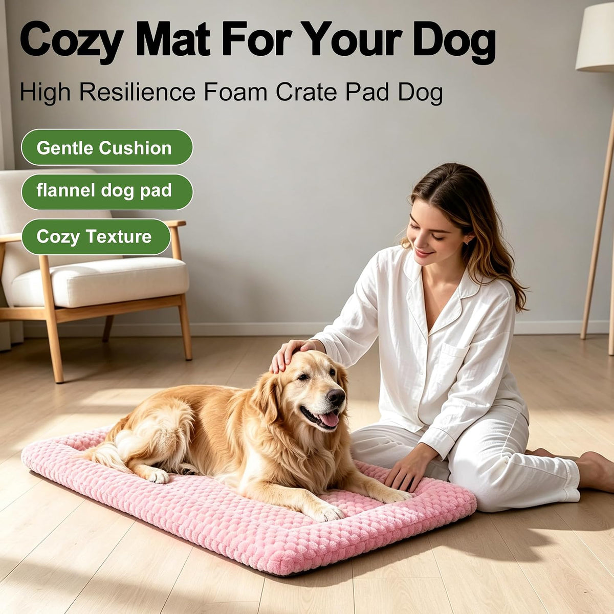 Dog Bed Mat – Soft & Comfortable Dog Kennel Pad for Crate – Durable Crate Bed & Mat for Dogs & Cats – Ideal for Crate, Kennel, and Home Use，Pink：XL(42"*28"*1.5")