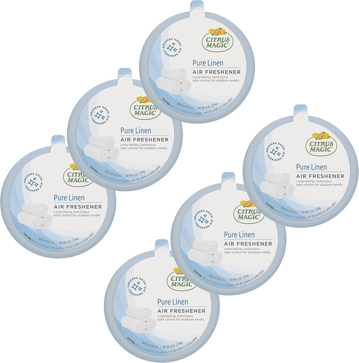 Citrus Magic Solid Air Fresheners, Pure Linen, 8 Ounce, Pack of 6